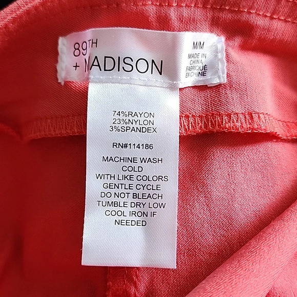 89th & Madison Pull-On Stretch Waistband Capris Front Faux Pockets Sz M - Picture 4 of 6